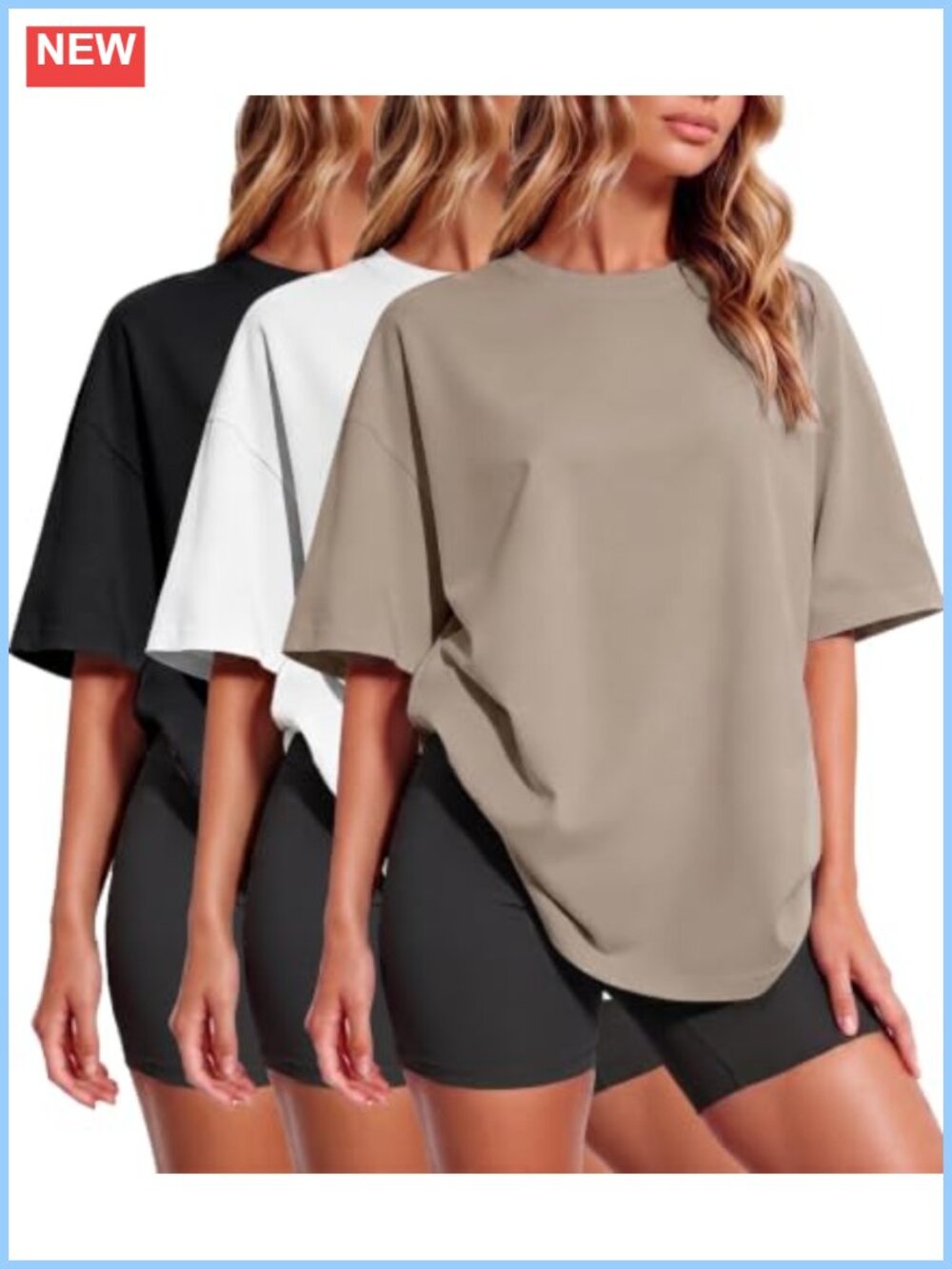 Women's Oversized Short Sleeve Tee 3-Pack Activewear Essential